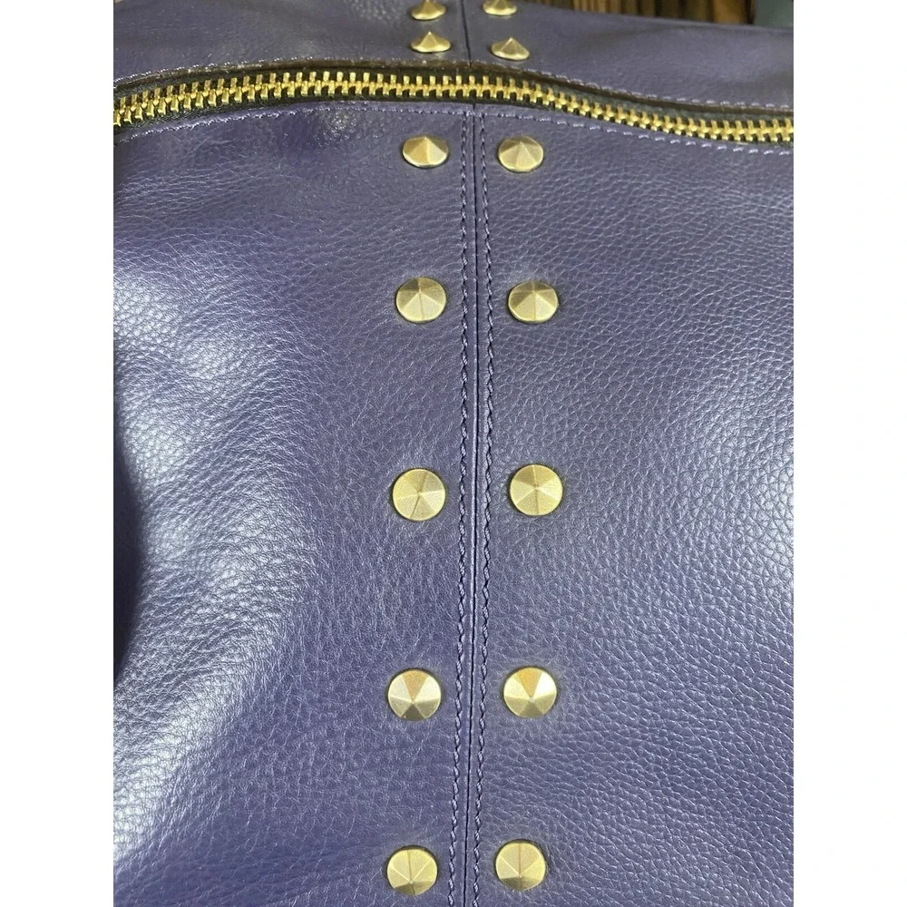 OrYani Pebbled Leather Double Zip Purse Color Block Purple,Teal & Burgandy